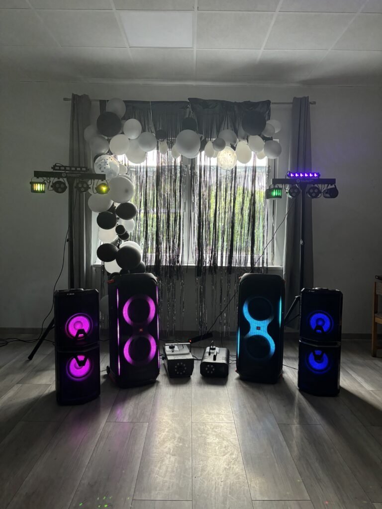 JBL PartyBox 710 i LG XBOOM FH6 z efektami świetlnymi